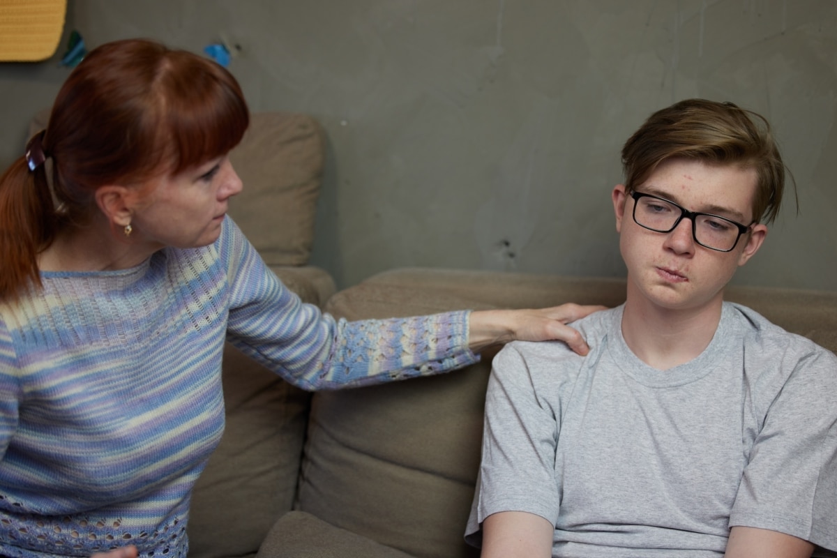 Mother and teenage son