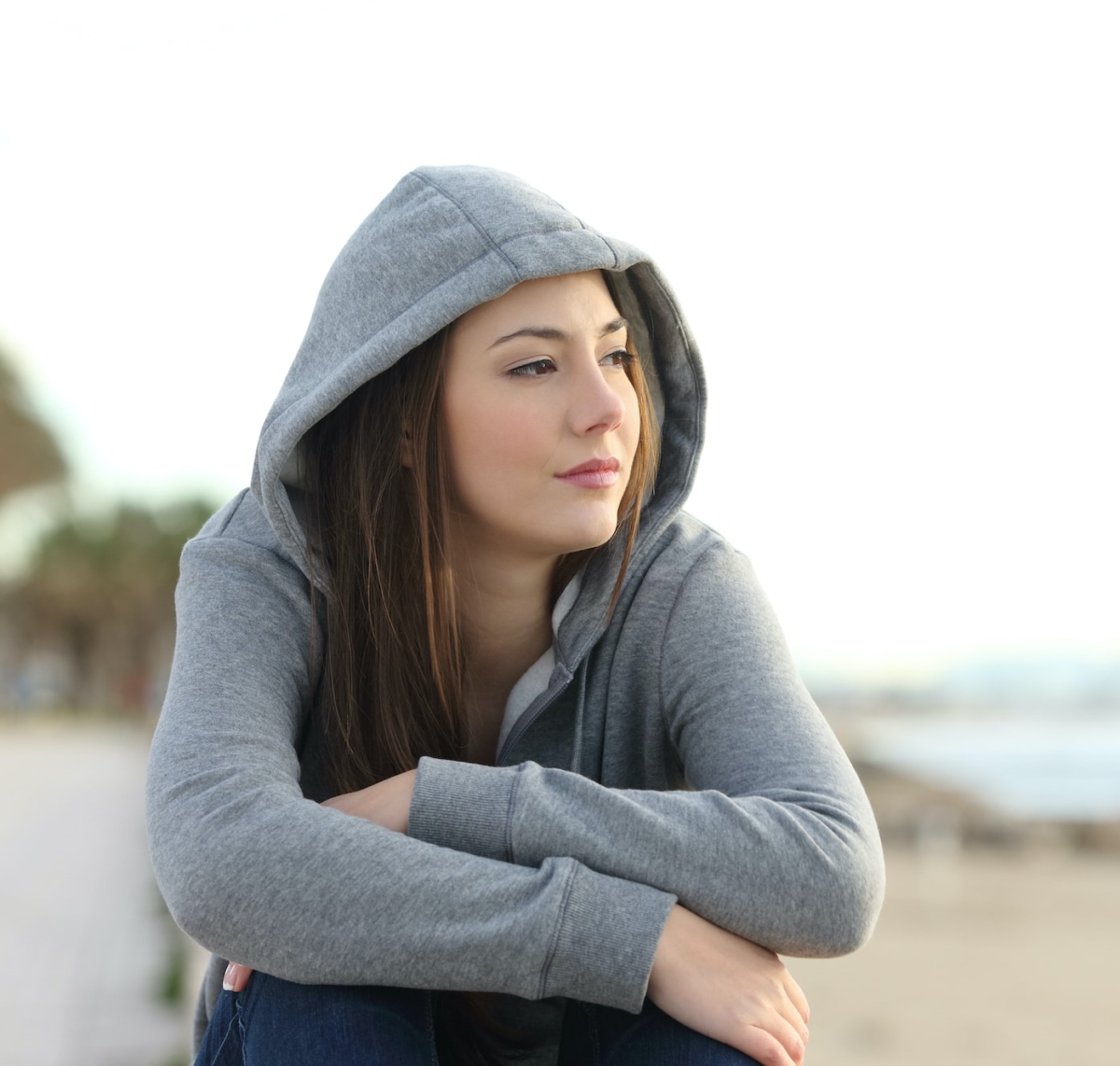 Young Woman in Hoodie